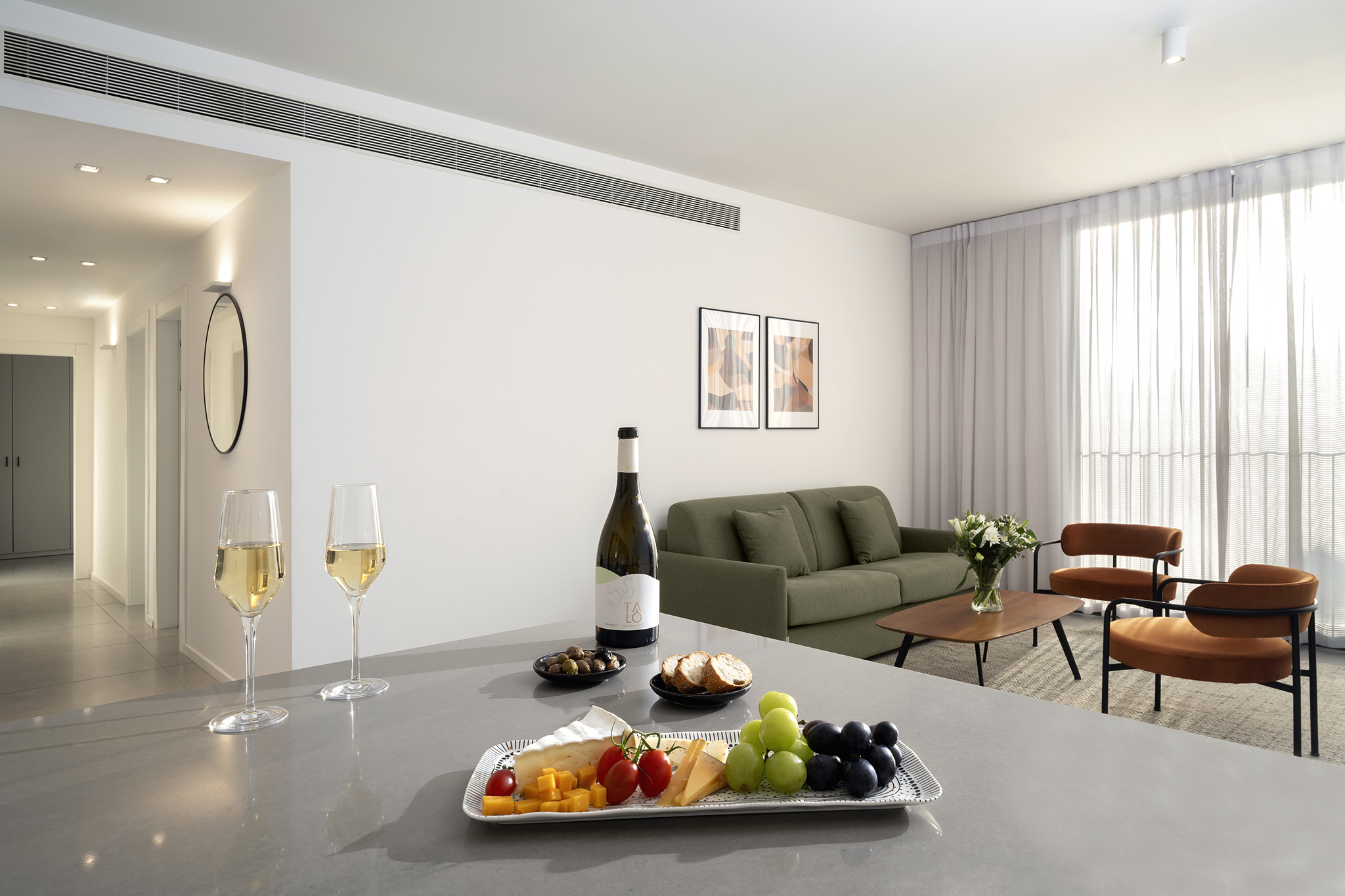 Three Bedroom Apartment With Balcony - Living Area and Kitchen