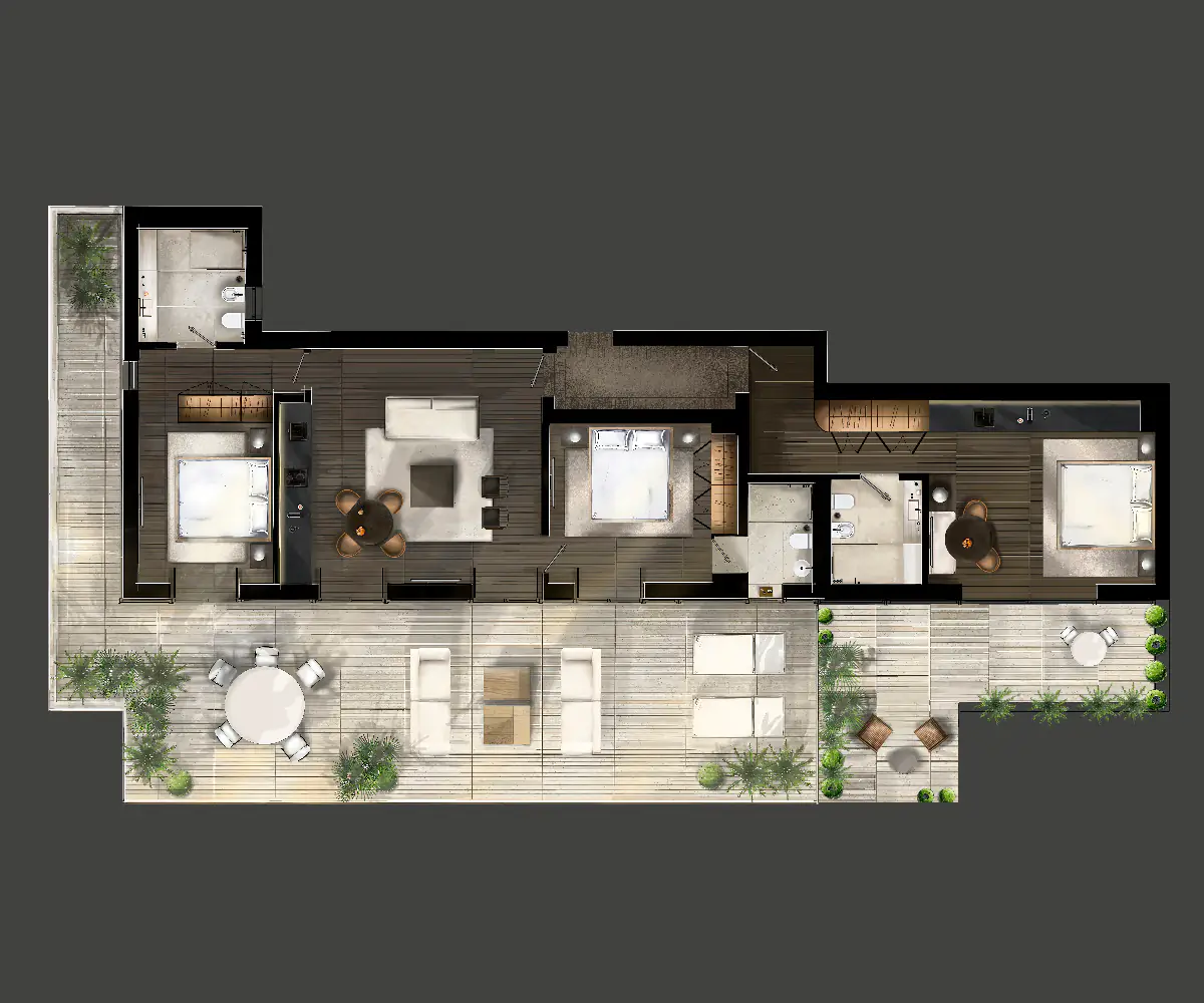 Three-Bedroom-Penthouse layout